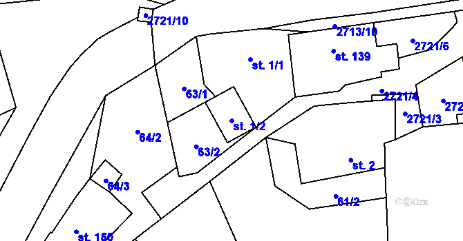 Parcela st. 1/2 v KÚ Kamberk, Katastrální mapa
