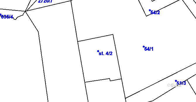 Parcela st. 4/2 v KÚ Kamberk, Katastrální mapa