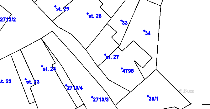 Parcela st. 27 v KÚ Kamberk, Katastrální mapa