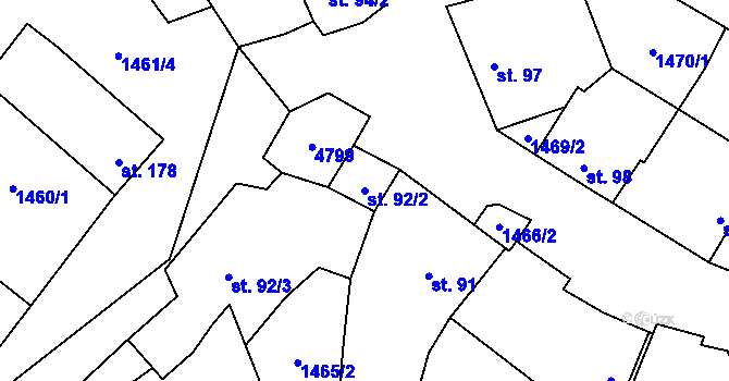 Parcela st. 92/2 v KÚ Kamberk, Katastrální mapa