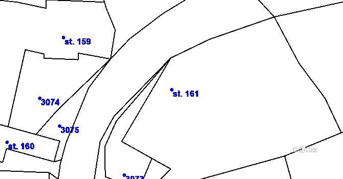 Parcela st. 161 v KÚ Kamberk, Katastrální mapa