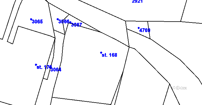 Parcela st. 168 v KÚ Kamberk, Katastrální mapa