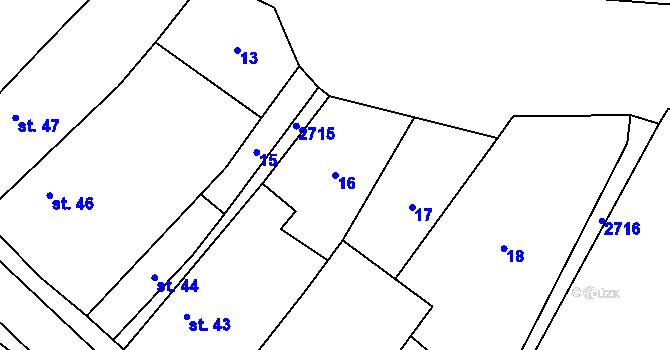 Parcela st. 16 v KÚ Kamberk, Katastrální mapa