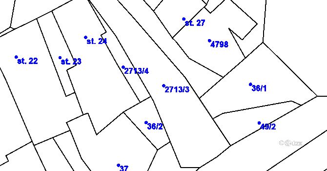 Parcela st. 2713/3 v KÚ Kamberk, Katastrální mapa