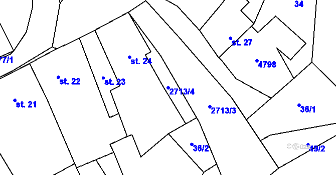 Parcela st. 2713/4 v KÚ Kamberk, Katastrální mapa