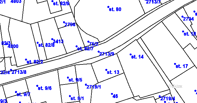 Parcela st. 2713/9 v KÚ Kamberk, Katastrální mapa