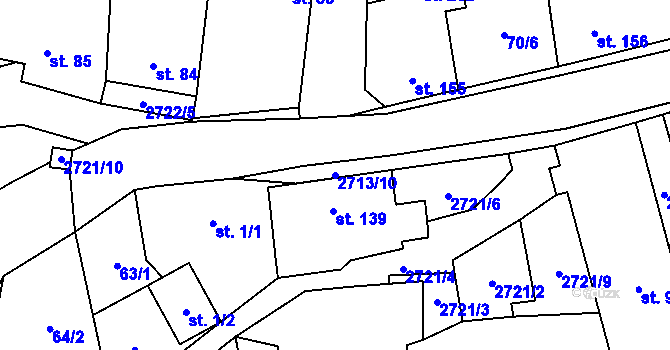 Parcela st. 2713/10 v KÚ Kamberk, Katastrální mapa