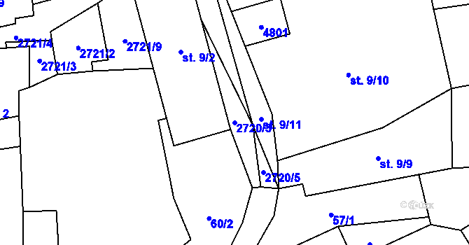 Parcela st. 2720/3 v KÚ Kamberk, Katastrální mapa
