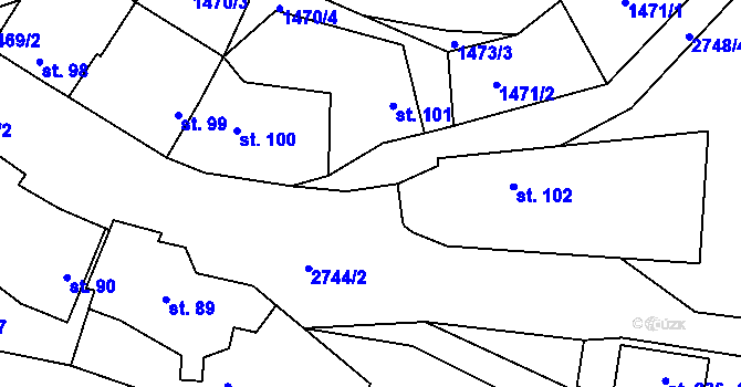 Parcela st. 2748/2 v KÚ Kamberk, Katastrální mapa