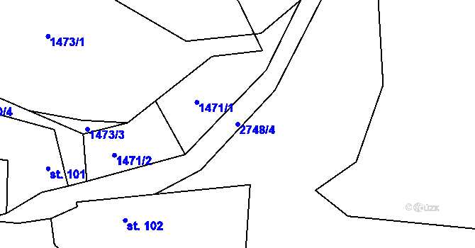Parcela st. 2748/4 v KÚ Kamberk, Katastrální mapa