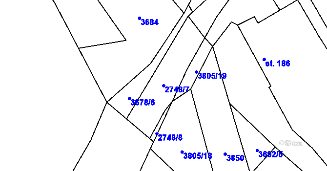 Parcela st. 2748/7 v KÚ Kamberk, Katastrální mapa
