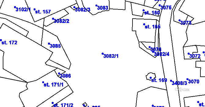 Parcela st. 3082/1 v KÚ Kamberk, Katastrální mapa