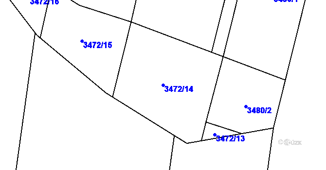Parcela st. 3472/14 v KÚ Kamberk, Katastrální mapa