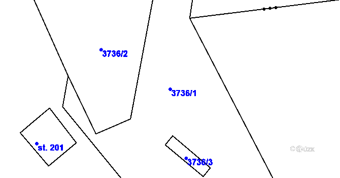 Parcela st. 3736/1 v KÚ Kamberk, Katastrální mapa