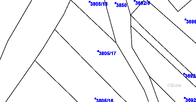 Parcela st. 3805/17 v KÚ Kamberk, Katastrální mapa