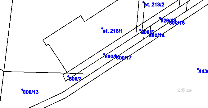 Parcela st. 800/4 v KÚ Kamberk, Katastrální mapa