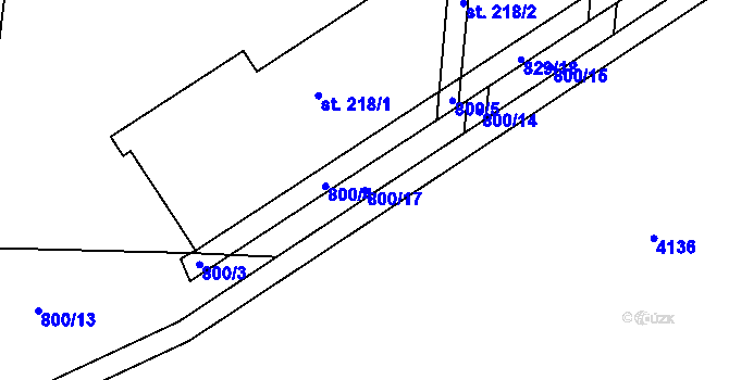 Parcela st. 800/17 v KÚ Kamberk, Katastrální mapa