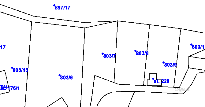 Parcela st. 803/7 v KÚ Kamberk, Katastrální mapa
