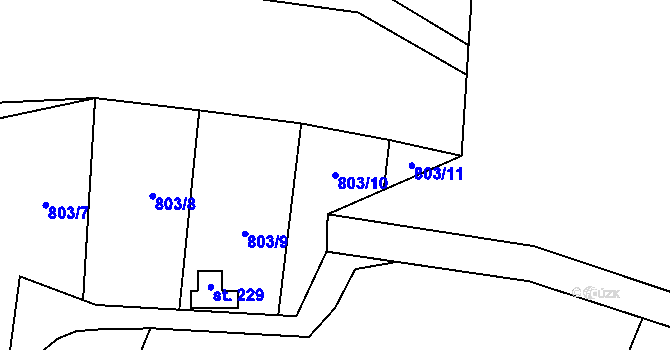 Parcela st. 803/10 v KÚ Kamberk, Katastrální mapa