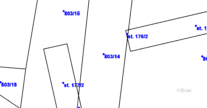 Parcela st. 803/14 v KÚ Kamberk, Katastrální mapa