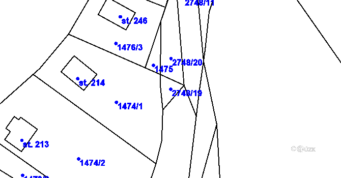 Parcela st. 2748/19 v KÚ Kamberk, Katastrální mapa