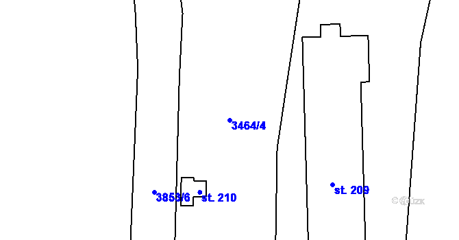 Parcela st. 3464/4 v KÚ Kamberk, Katastrální mapa