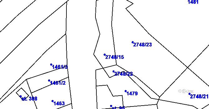 Parcela st. 2748/15 v KÚ Kamberk, Katastrální mapa