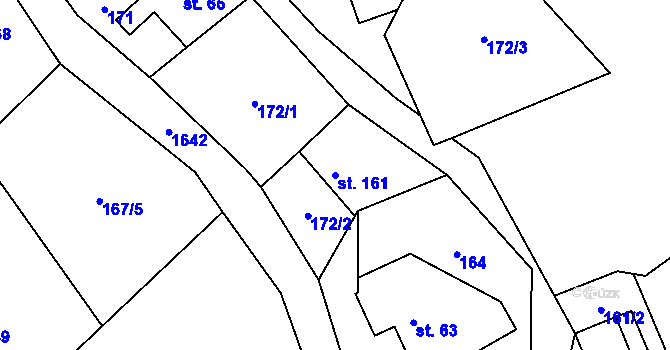 Parcela st. 161 v KÚ Horní Údolí, Katastrální mapa