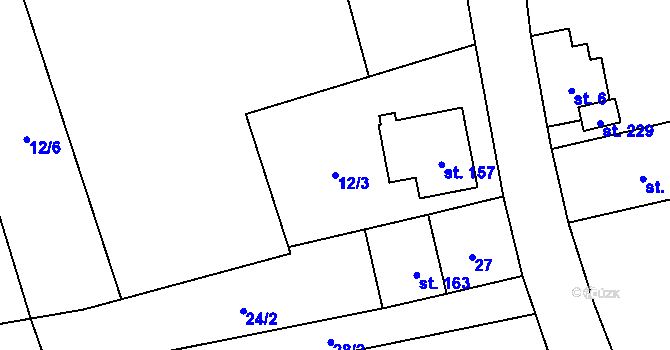 Parcela st. 12/3 v KÚ Horní Údolí, Katastrální mapa