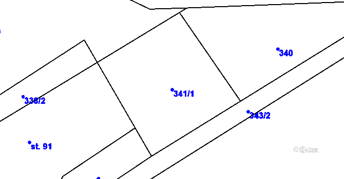 Parcela st. 341/1 v KÚ Horní Údolí, Katastrální mapa
