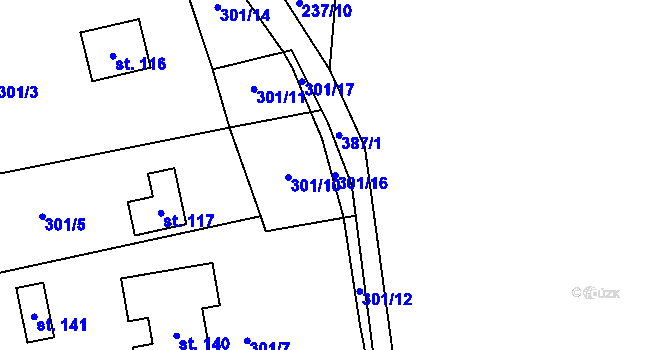 Parcela st. 301/16 v KÚ Rejvíz, Katastrální mapa