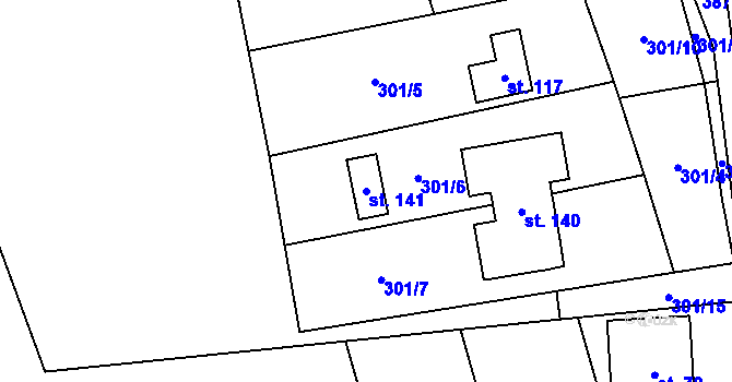 Parcela st. 141 v KÚ Rejvíz, Katastrální mapa