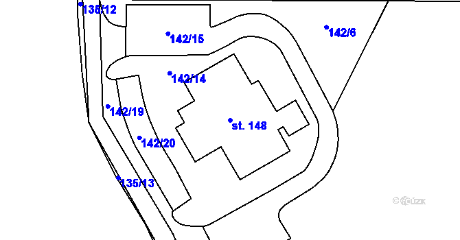 Parcela st. 148 v KÚ Rejvíz, Katastrální mapa