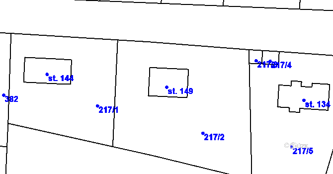 Parcela st. 149 v KÚ Rejvíz, Katastrální mapa