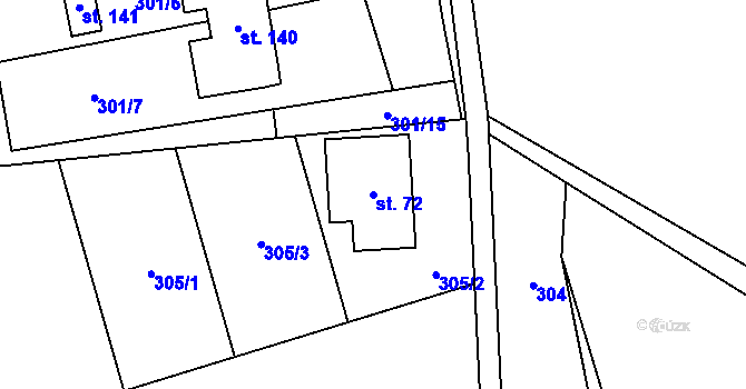 Parcela st. 72 v KÚ Rejvíz, Katastrální mapa