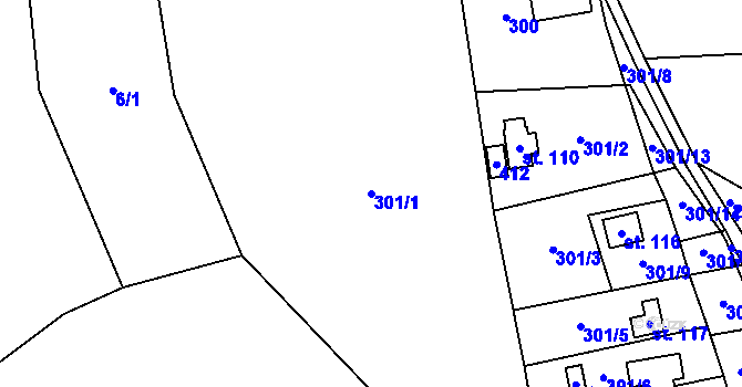 Parcela st. 301/1 v KÚ Rejvíz, Katastrální mapa
