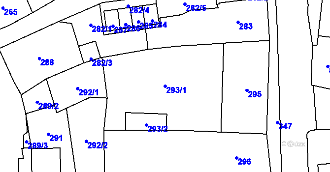 Parcela st. 293/1 v KÚ Zlaté Hory v Jeseníkách, Katastrální mapa