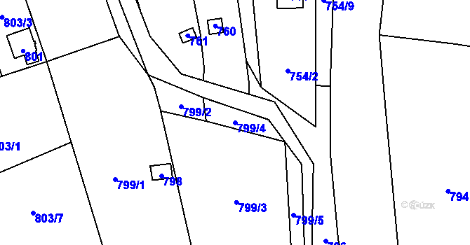 Parcela st. 799/4 v KÚ Zlaté Hory v Jeseníkách, Katastrální mapa