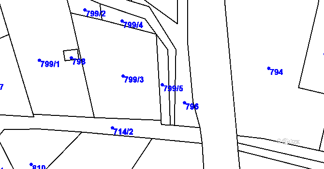 Parcela st. 799/5 v KÚ Zlaté Hory v Jeseníkách, Katastrální mapa