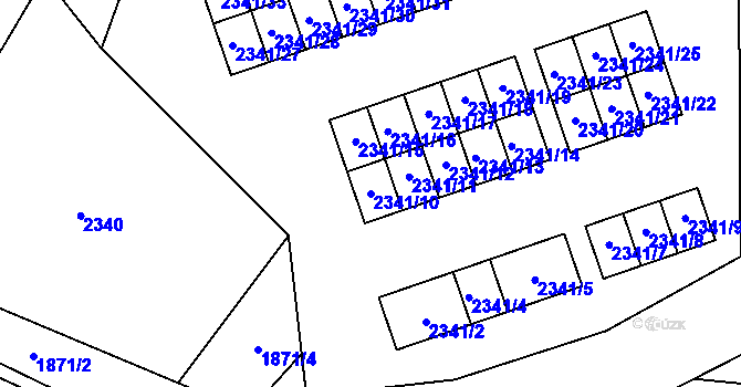 Parcela st. 2341/10 v KÚ Zlaté Hory v Jeseníkách, Katastrální mapa