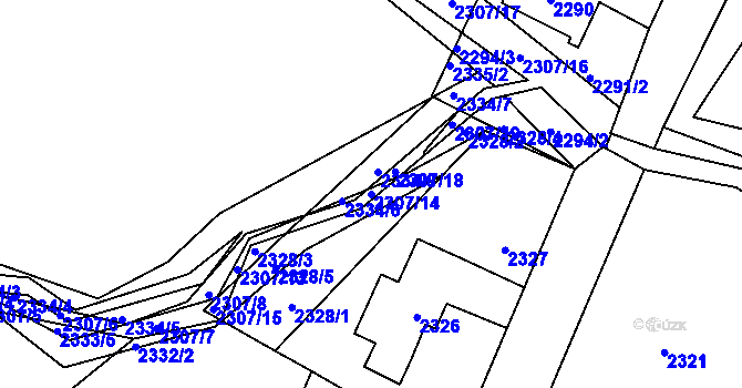 Parcela st. 2307/14 v KÚ Zlaté Hory v Jeseníkách, Katastrální mapa