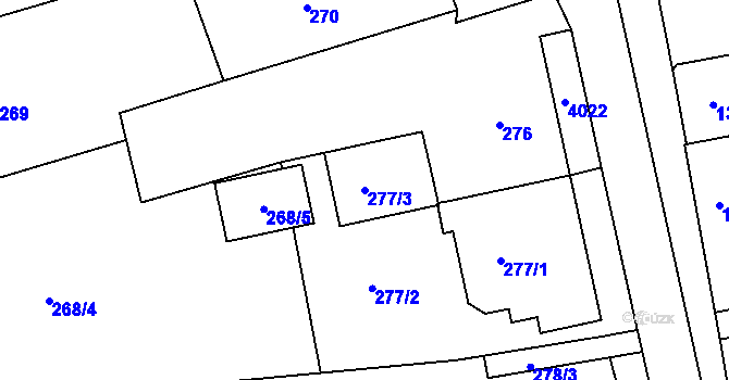 Parcela st. 277/3 v KÚ Zlaté Hory v Jeseníkách, Katastrální mapa