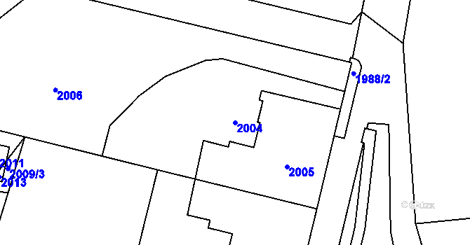 Parcela st. 2004 v KÚ Zlaté Hory v Jeseníkách, Katastrální mapa