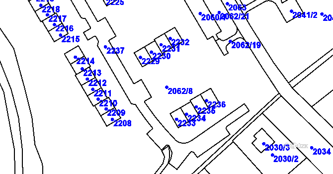 Parcela st. 2062/8 v KÚ Zlaté Hory v Jeseníkách, Katastrální mapa