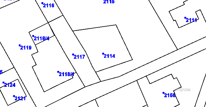 Parcela st. 2114 v KÚ Zlaté Hory v Jeseníkách, Katastrální mapa