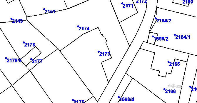 Parcela st. 2173 v KÚ Zlaté Hory v Jeseníkách, Katastrální mapa