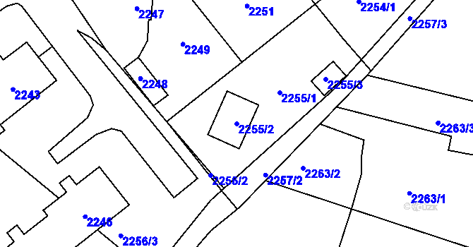 Parcela st. 2255/2 v KÚ Zlaté Hory v Jeseníkách, Katastrální mapa