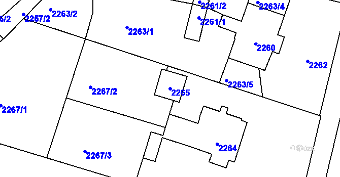Parcela st. 2265 v KÚ Zlaté Hory v Jeseníkách, Katastrální mapa