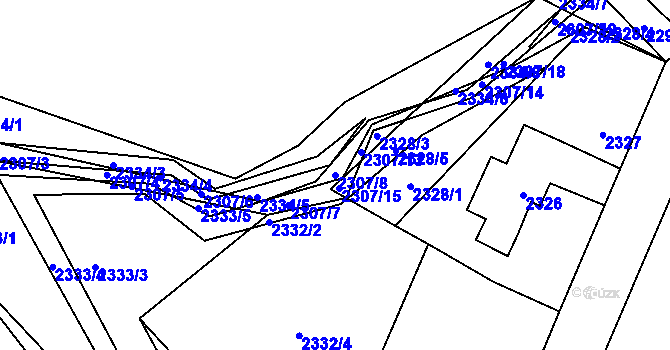 Parcela st. 2307/8 v KÚ Zlaté Hory v Jeseníkách, Katastrální mapa