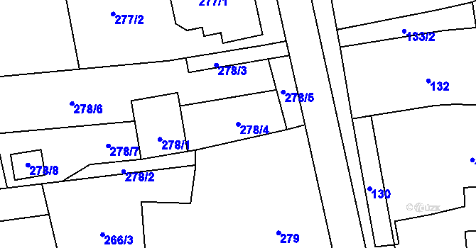 Parcela st. 278/4 v KÚ Zlaté Hory v Jeseníkách, Katastrální mapa